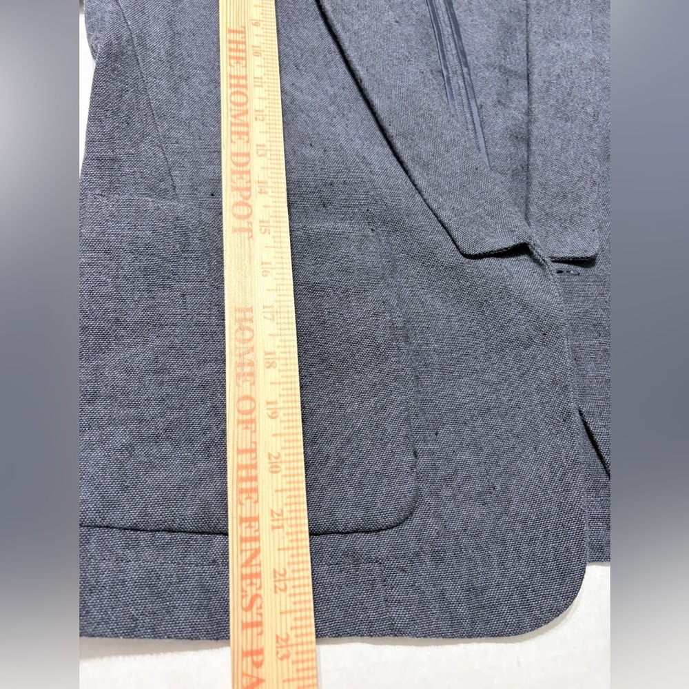 Pomandere Linen Blend Boxy Womans Blazer Single Button Patch Pockets 3/4 Sleeves - Picture 15 of 16